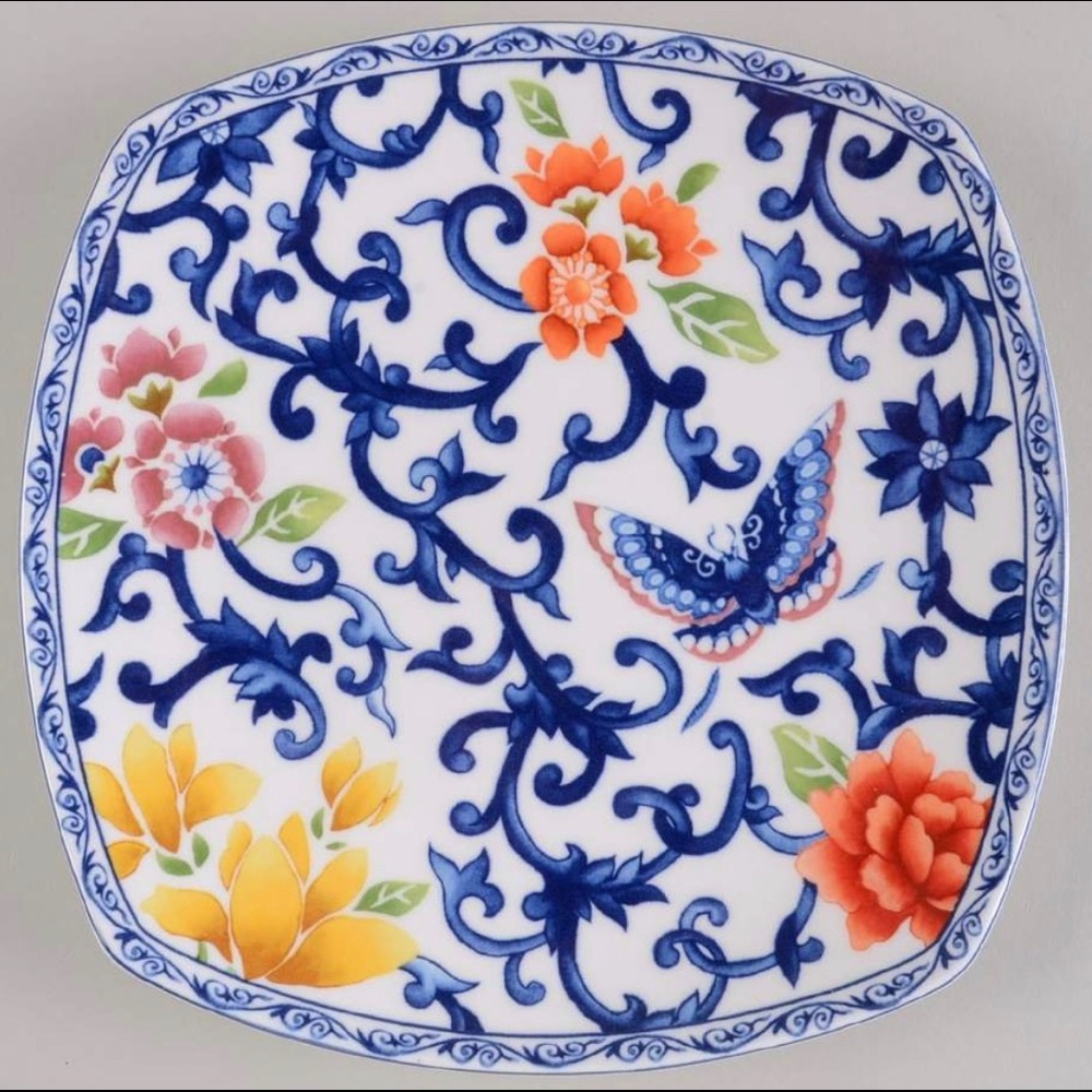 Accent Luncheon Salad Plate Mandarin Square blue and white by Ralph Lauren Home